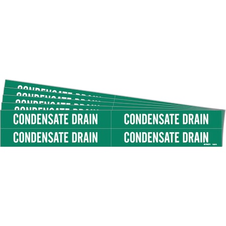 Brady CONDENSATE DRAIN Pipe Marker Style 4 Polyester White on Green 4 per Card, 5 PK 106073-PK